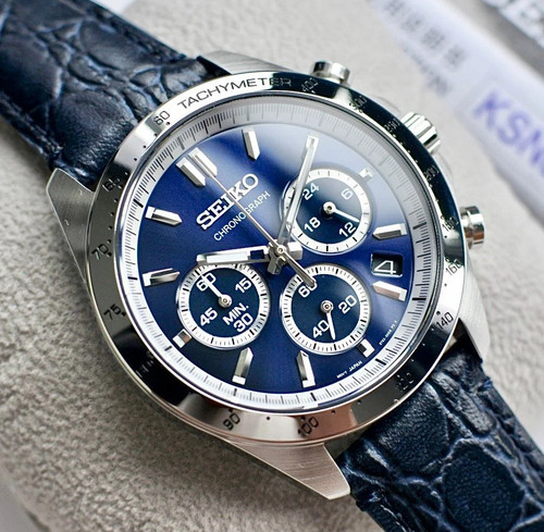 Seiko spirit blue dial leather - spirit,